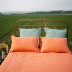 Housse de Couette en Lin Lavé Abricot