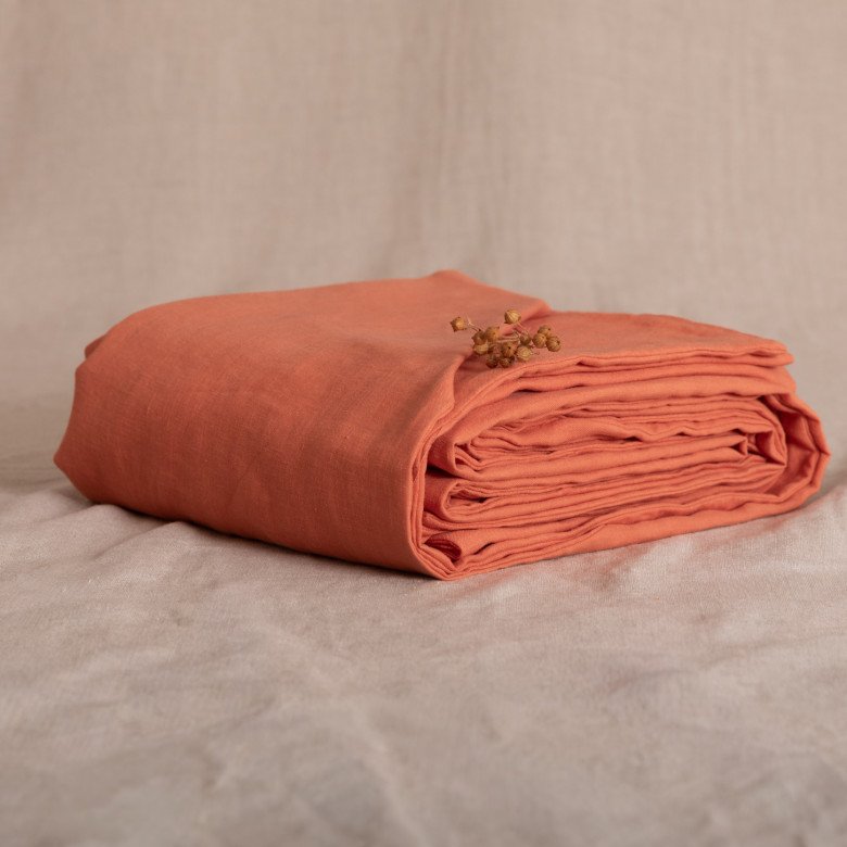 Housse de Couette en Lin Lavé Abricot - Embrin