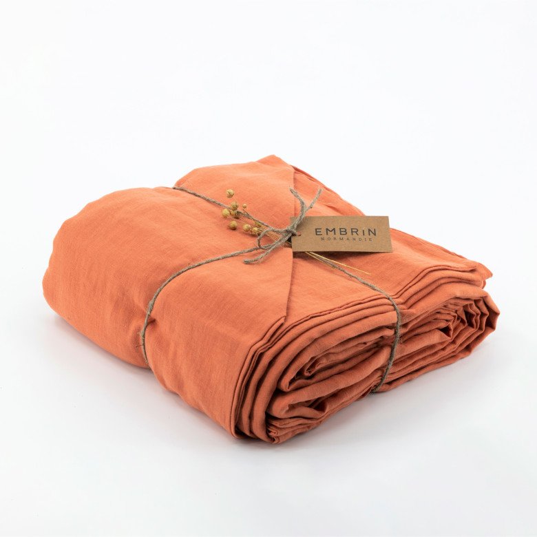 Housse de Couette en Lin Lavé Abricot - Embrin