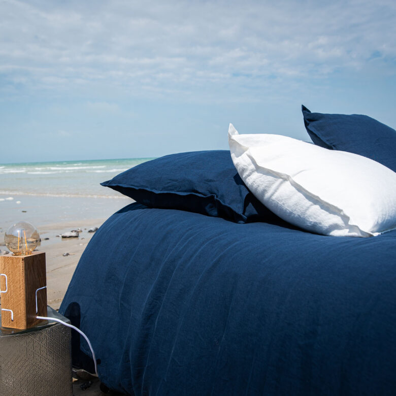 Taie d'Oreiller en Lin Lavé Bleu Nuit - Embrin