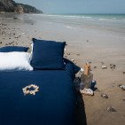 Taie d'Oreiller en Lin Lavé Bleu Nuit