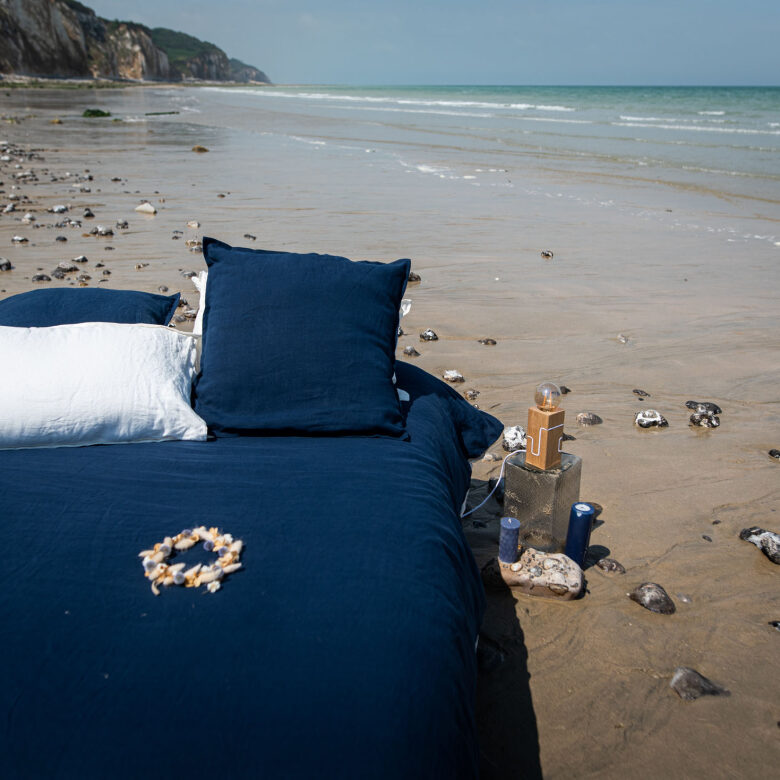 Taie d'Oreiller en Lin Lavé Bleu Nuit - Embrin