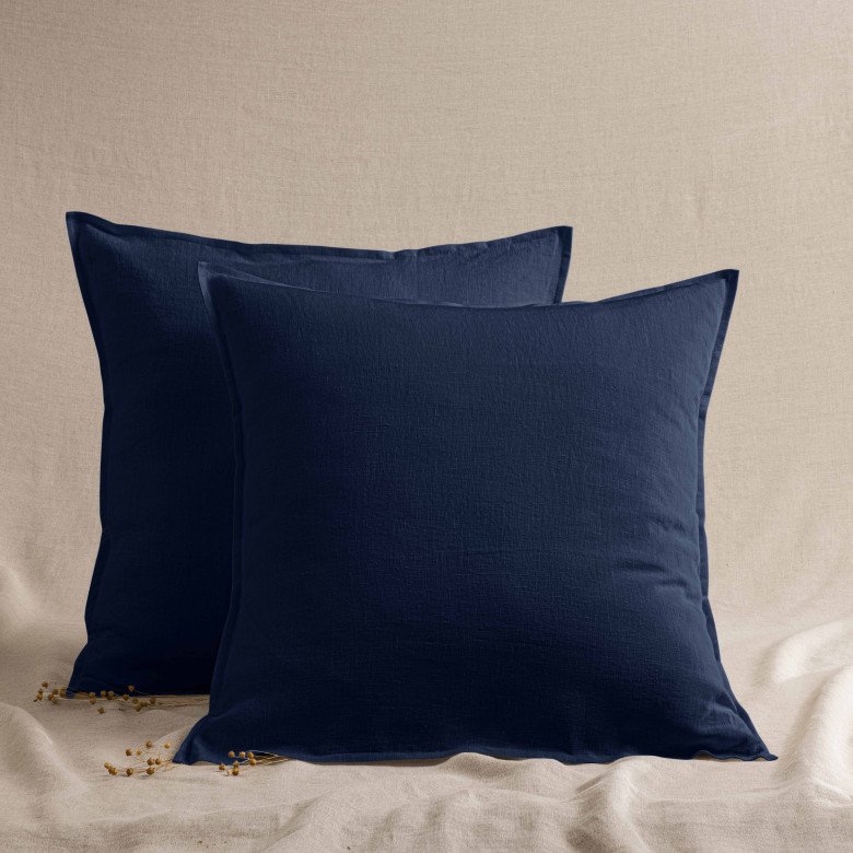 Taie d'Oreiller en Lin Lavé Bleu Nuit - Embrin