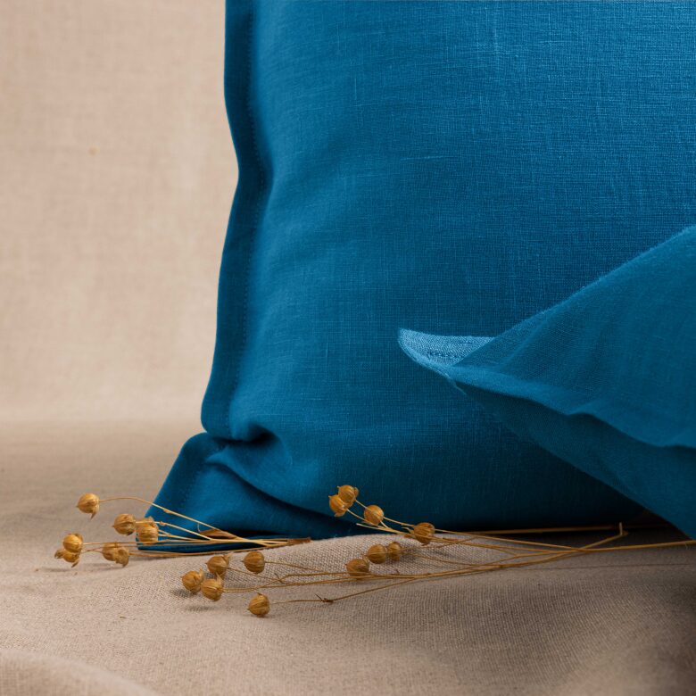 Taie d'Oreiller en Lin Lavé Bleu Prusse - Embrin