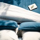 Taie d'Oreiller en Lin Lavé Bleu Prusse