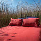 Housse de Couette en Lin Lavé Rouge Figue