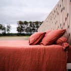 Housse de Couette en Lin Lavé Rouge Figue