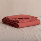 Housse de Couette en Lin Lavé Rouge Figue