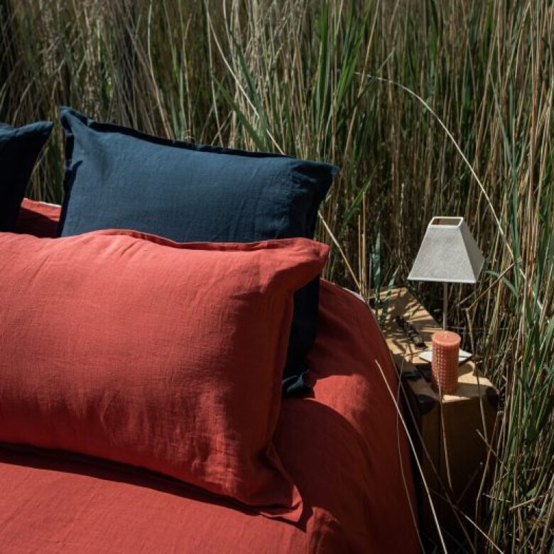 Housse de Couette en Lin Lavé Rouge Figue - Embrin