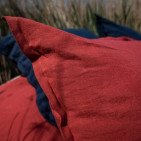 Housse de Couette en Lin Lavé Rouge Figue