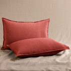 Taie d'Oreiller en Lin Lavé Rouge Figue