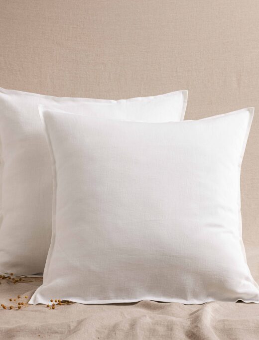 Taie d'Oreiller en Lin Lavé Blanc Craie