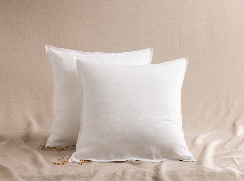 Taie d'Oreiller en Lin Lavé Blanc Craie