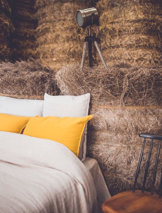 Taie d'Oreiller en Lin Lavé Safran