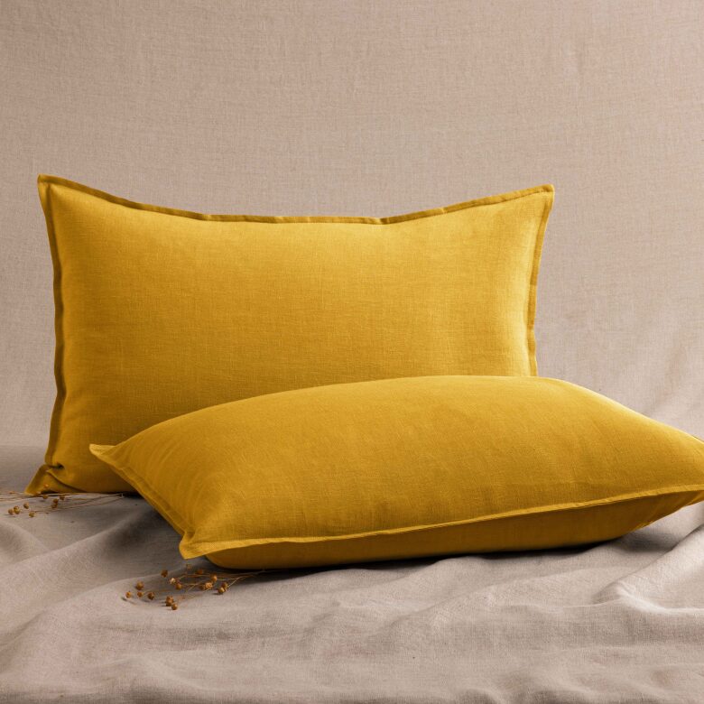 Taie d'Oreiller en Lin Lavé Safran - Embrin
