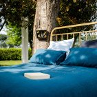 Drap Housse en Lin Lavé Bleu Prusse