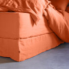 Drap Housse en Lin Lavé Abricot