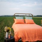 Drap Housse en Lin Lavé Abricot