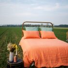 Drap Housse en Lin Lavé Abricot