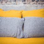 Drap Plat en Lin Lavé Jaune Safran