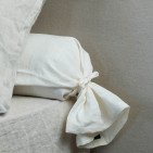 Taie de Traversin en Lin Lavé Blanc Craie