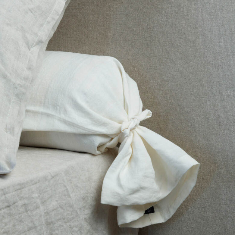 Taie de Traversin en Lin Lavé Blanc Craie - Embrin