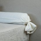 Taie de Traversin en Lin Lavé Blanc Craie