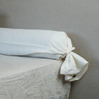 Taie de Traversin en Lin Lavé Blanc Craie