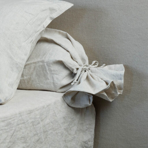 Taie de Traversin en Lin Lavé Naturel