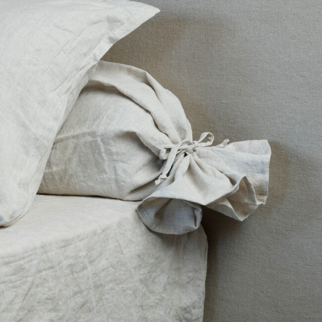 Taie de Traversin en Lin Lavé Naturel