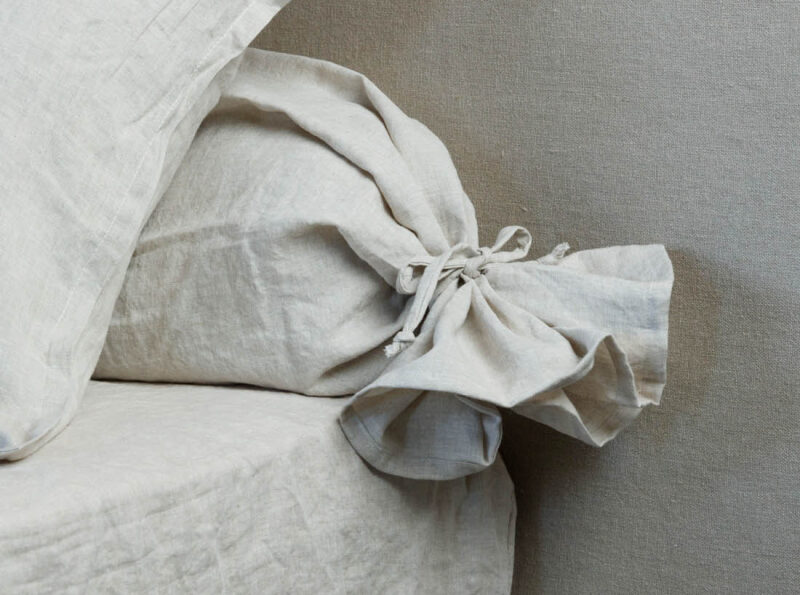 Taie de Traversin en Lin Lavé Naturel