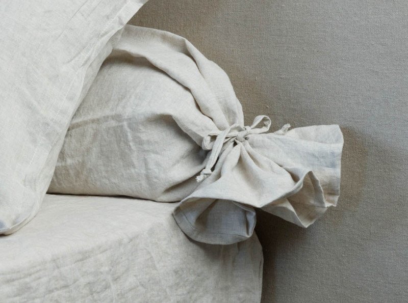 Taie de Traversin en Lin Lavé Naturel