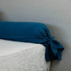 Taie de Traversin en Lin Lavé Bleu Prusse