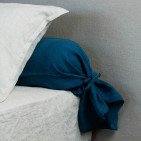 Taie de Traversin en Lin Lavé Bleu Prusse