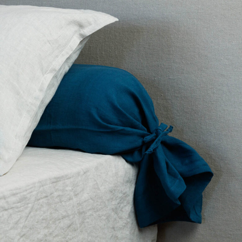 Taie de Traversin en Lin Lavé Bleu Prusse - Embrin