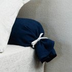 Taie de Traversin en Lin Lavé Bleu Nuit