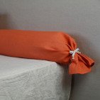 Taie de Traversin en Lin Lavé Abricot