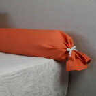 Taie de Traversin en Lin Lavé Abricot