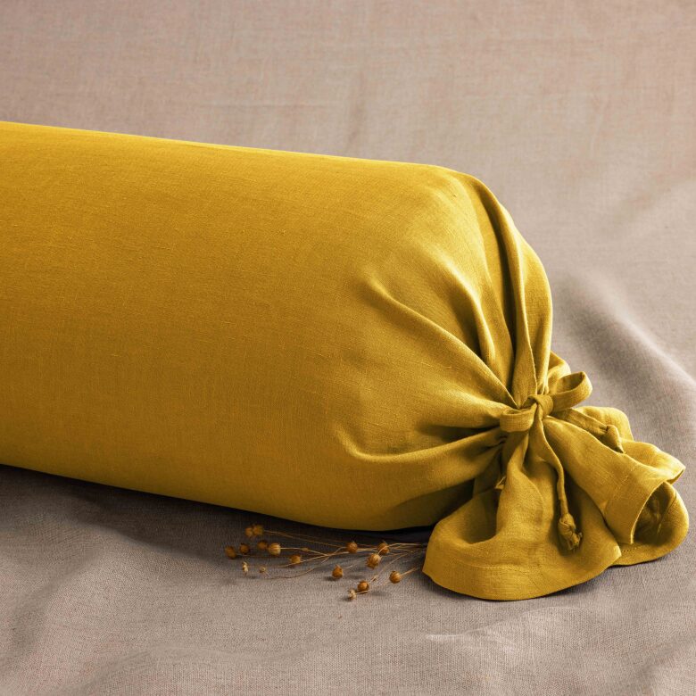 Taie de Traversin en Lin Lavé Safran - Embrin