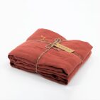 Drap Housse Papillon en Lin Lavé Rouge Figue