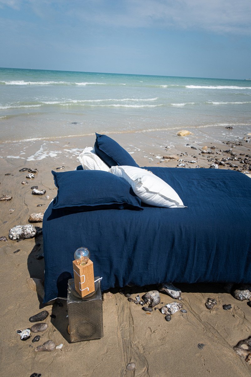 Parure de lit 1 personne Nuit bleue avec housse de couette et taie  d'oreiller imprimé 140 x 200 cm Les Ateliers du Linge