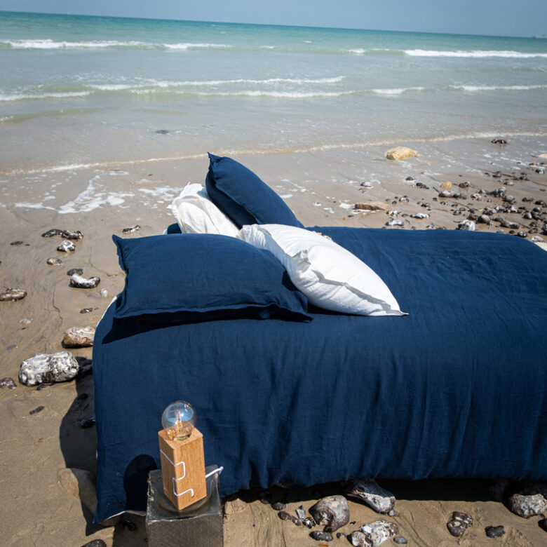 Housse de Couette en Lin Lavé Bleu Nuit - Embrin