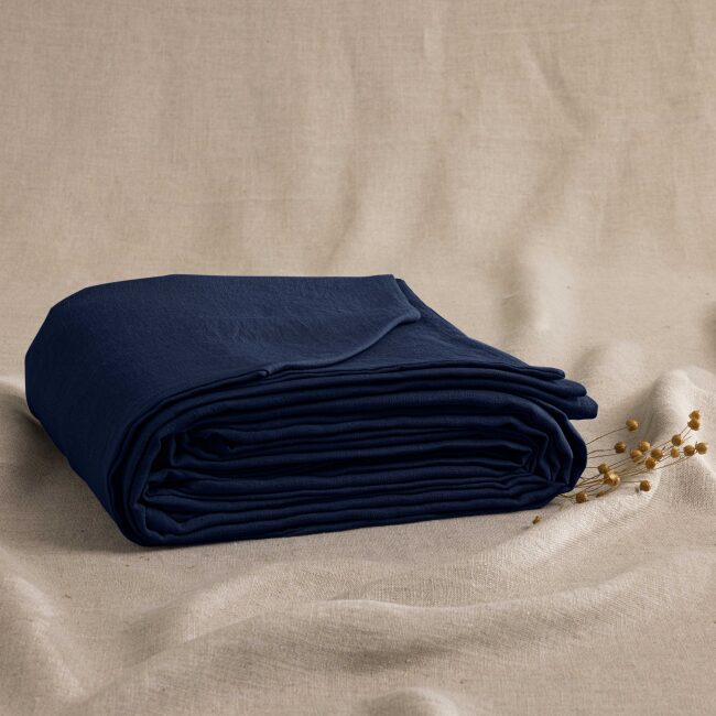 Housse de Couette en Lin Lavé Bleu Nuit