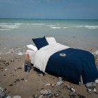 Housse de Couette en Lin Lavé Bleu Nuit Bicolore