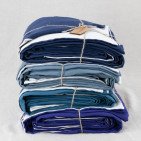 Housse de Couette en Lin Lavé Bleu Nuit Bicolore