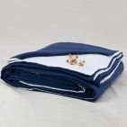 Housse de Couette en Lin Lavé Bleu Nuit Bicolore