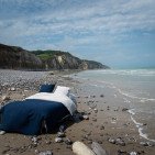 Housse de Couette en Lin Lavé Bleu Nuit Bicolore