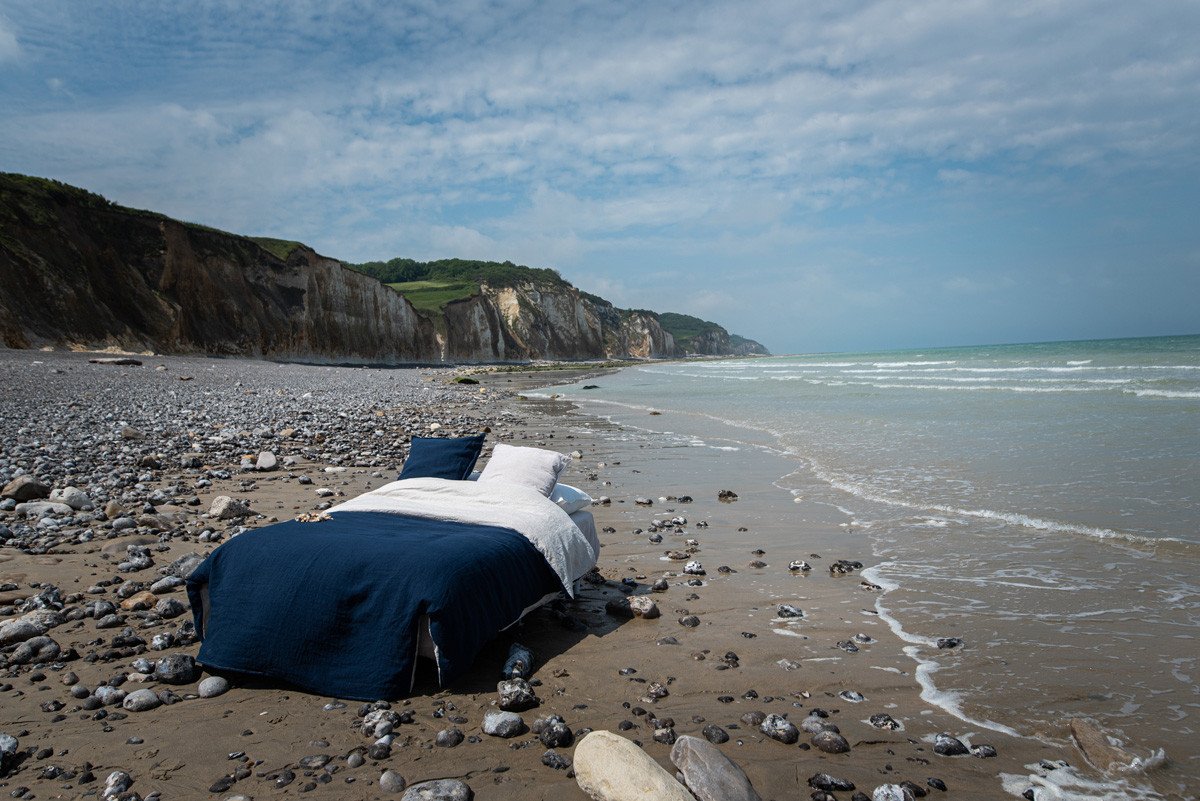 Sleepnight housse de couette Bicolor Bleu Marine/Bleu Claire Coton