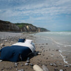 Housse de Couette en Lin Lavé Bleu Nuit Bicolore