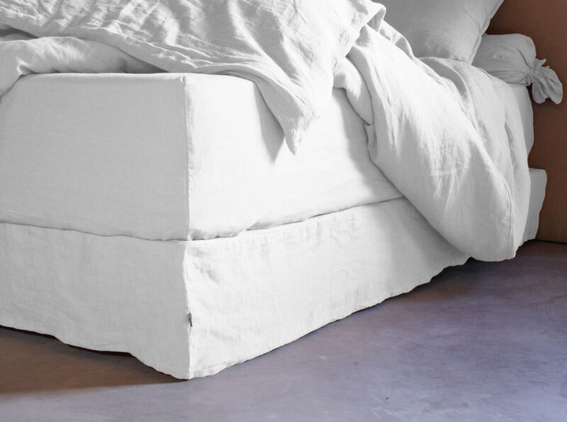 Cache-Sommier en Lin Lavé Blanc Craie